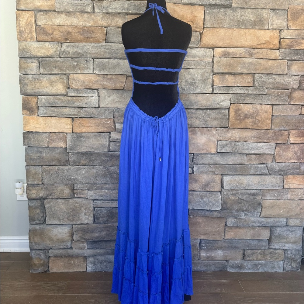 Blue Halter Maxi Dress - DONT MISS THIS UNIQUE DRESS